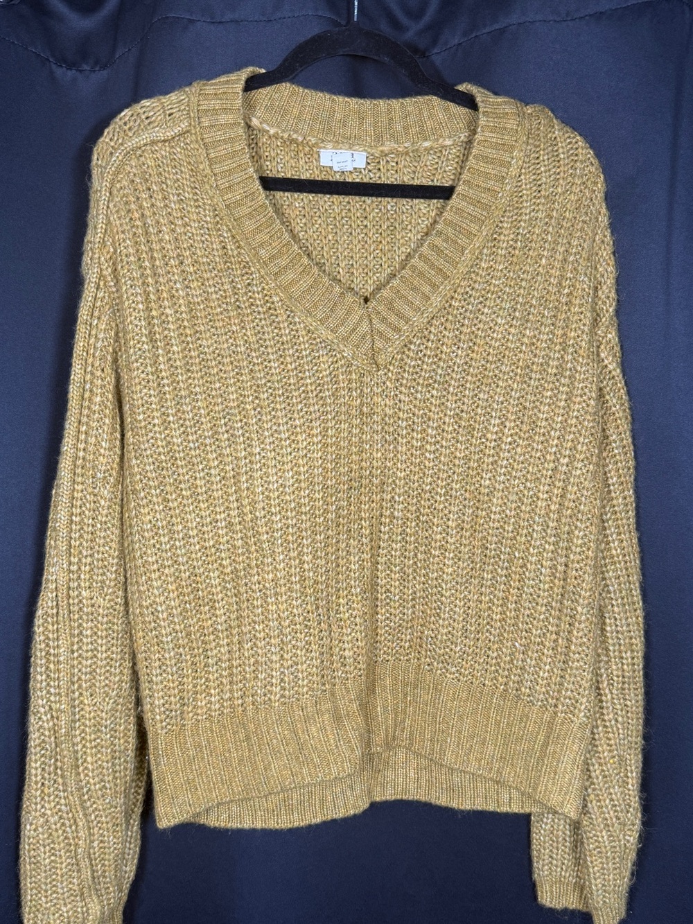a.n.a V-Neck Chunky Knit Sweater in Mustard